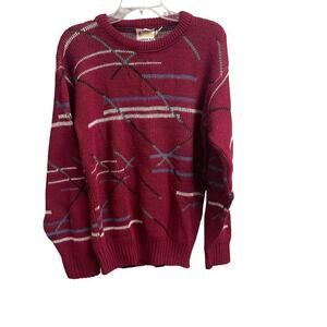 VTG Towne London Fog Grandpa Sweater Mens Large Colorful Knit 70s 80s Heritage
